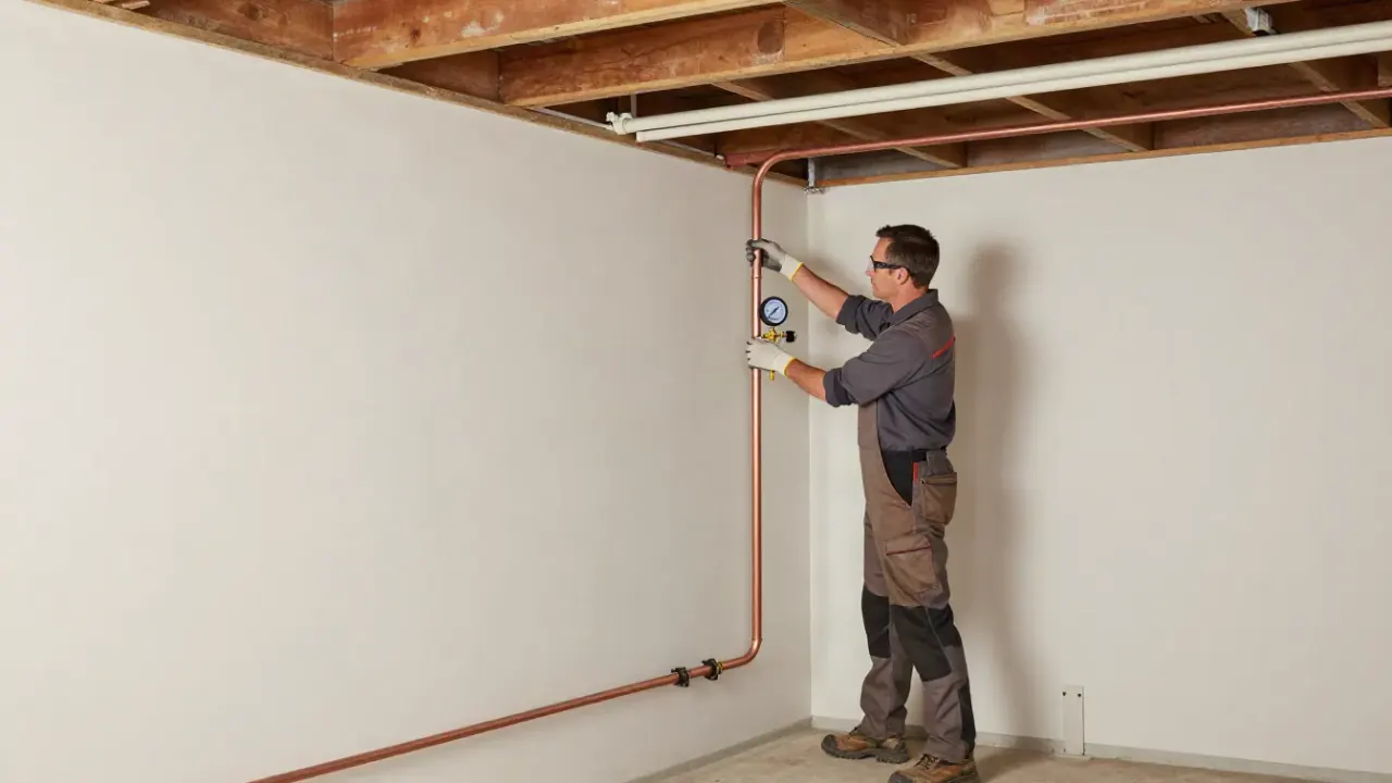 Gas Line Installation for Appliances in Fountain Valley, California: licensed gas fitter securing a copper gas line with